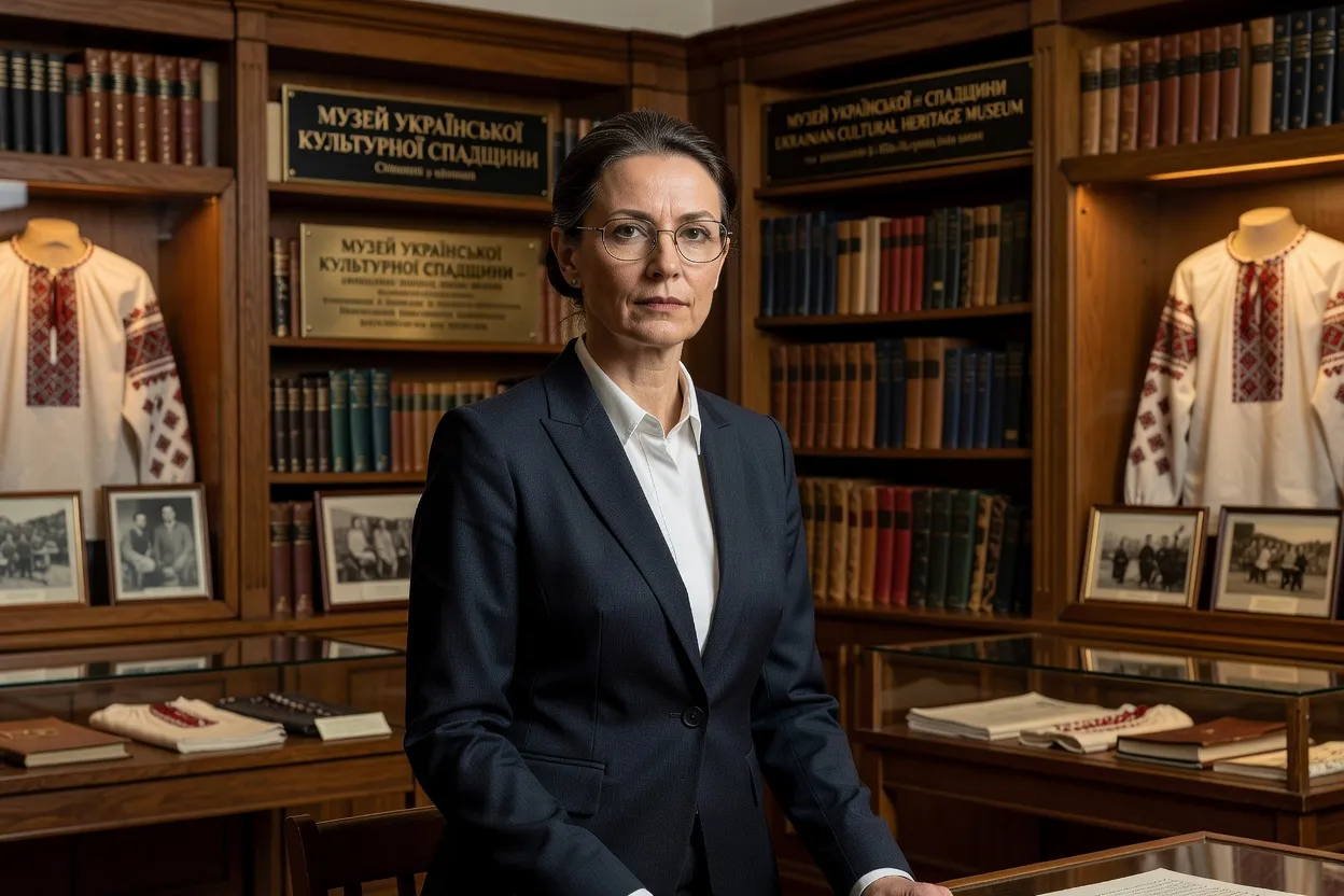 Editorial portrait of Dr. Halyna Petrivska, Ukrainian-Canadian Heritage Researcher, Saskatoon Saskatchewan